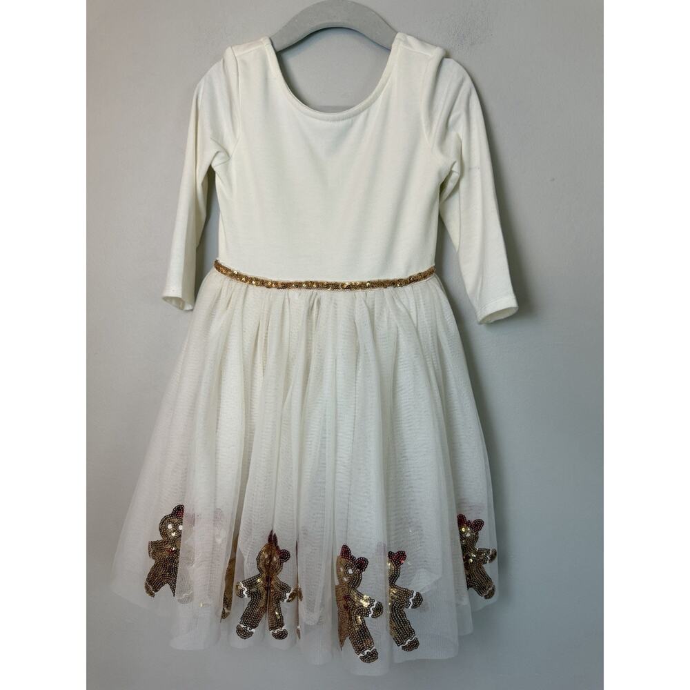 Zunie Kids' Sequin Gingerbread Cookie Party Dress Sz 4 - Picture 2 of 12